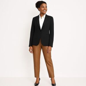 NWOT LOFT Pull-On Drawstring Vega Leather Camel Cognac Tan Leather Pants Pockets